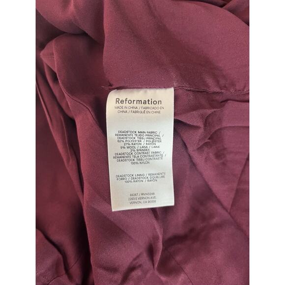 Reformation x Kacey Musgraves Bunny Mini Dress Chianti Burgundy Red Size 10P - Picture 5 of 9